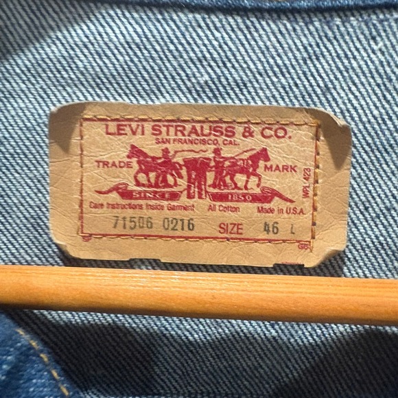 Levi Strauss Co Denim Trucker Jacket Blue Size 46 Womens XL Vintage Made in USA - Picture 4 of 8